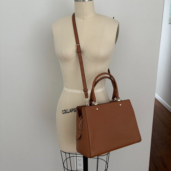 Kate Spade Leila Medium Triple Compartment Satchel Crossbody Bag Shoulder Brown - Picture 3 of 15